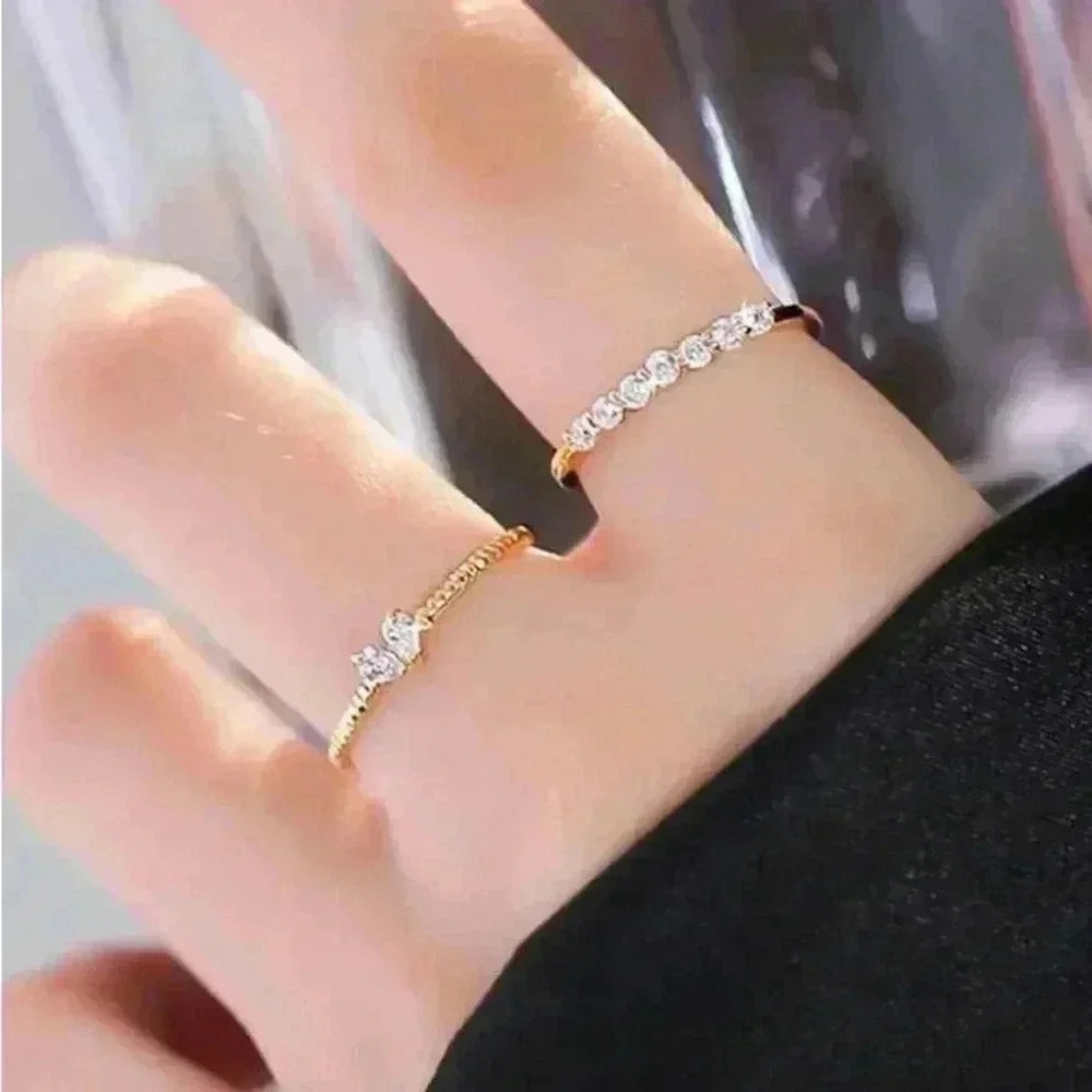 ⚠️Clearance 2 PCs Cubic Zirconia Heart Decor Ring - Picture 6 of 6